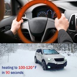 Steering Wheel Covers Auto Heated Cover Quick Warmer Universal Fit Non-Slip Soft For Trucks Vans & SUV