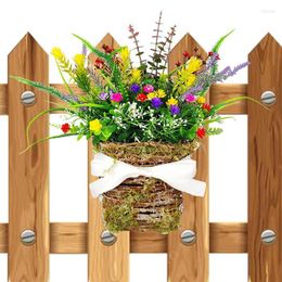 Decorative Flowers Front Door Basket Wreath Spring Buttercup Decoration Simulation Flower For Indoor Outdoor Holiday Party