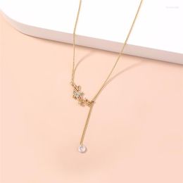 Pendant Necklaces Creative Adjustable Chain Length Necklace For Women Exquisite Zircon Butterfly Water Drop Charming Lady Jewellery Gift