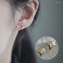 Hoop Earrings S925 Silver Needle Zircon Flower Earring For Women Girls Cartilage Piercing Jewellery Gift Eh287