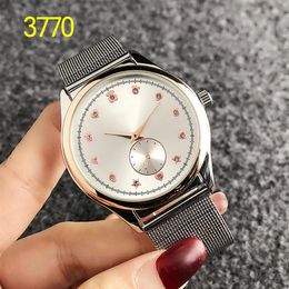 New fashion high-end watch simple surface diamond-studded cartoon stainless steel mesh belt with two needles and a half quartz wat300k