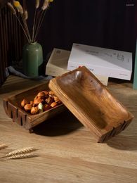 Plates Thai Solid Wood Fruit Plate Home Living Room Southeast Asian Log Supply Dried Melon Seed Key Storage Tray