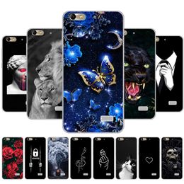 Mobile Phone Bag Case For Huawei Honor 4C Soft TPU Silicon Transparent Back Cover 360 Full Protective Printing Clear Coque