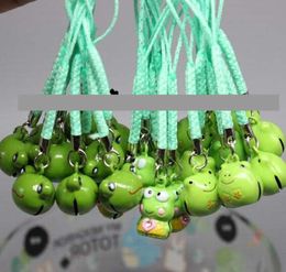 Keychains Lanyards LOT 10PCS cute cartoon Japanese anime green frog 3D pendant Cell Phone Charm Strap JINGLE BELLS Dangle Figures 230715