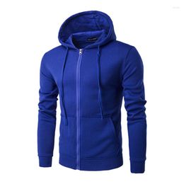 Men's Hoodies 2023 Spring And Autumn Zip Hooded Sweater Cardigan Long Sleeve Solid Color Fashion Casual Sports Top