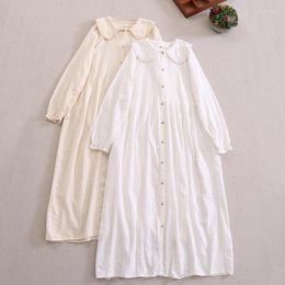 Casual Dresses Sweet Mori Gril Gentle Maiden Embroidery Lace Doll Neck Dress Loose Cardigan Long Skirt