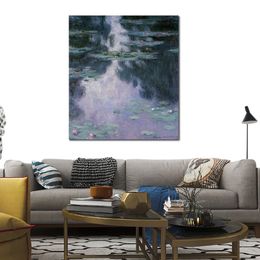 Handmade Claude Monet Oil Painting Water Lilies (nympheas) Modern Canvas Art Modern Landscape Living Room Decor