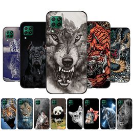 Case For Huawei P40 Lite 4G Nova 6 Se 6se Phone Back Cover Black Tpu Lion Wolf Tiger Dragon