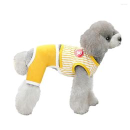 Dog Apparel Fashion Pet Jumpsuit Clothes Soft Stripe Print Design Summer Four-legged Romper For Homewear