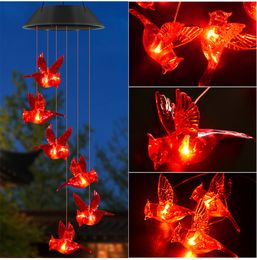 Solar powered color changing Red Bird Wind Chime home depot for decor garden patio yard window porch