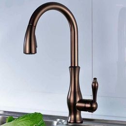 Kitchen Faucets Copper Brass & Cold Pull Out Sink Mixer Taps Rose Gold Single Handle Chrome/Nickel/ORB Rotating Deck Mount