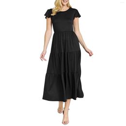 Casual Dresses For Women 2023 Sexy Temperament Loose Fit Round Neck Flying Sleeve Cake Woman Clothing Vestidos Para Mujer