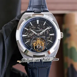 New Overseas Tourbillon 6000V/110T-B935 Skeleton Dial Automatic Mens Watch 6000V Stick Markers Steel Case Blue Leather Strap Gents Watches WatchZone E178a1