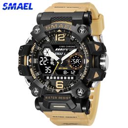 SMAEL Brand Outdoor Sport Men's Watch Digital-Analog Dual Display Quartz Waterproof Wristwatches for Male Clock Youth Stopwatch