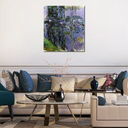 Handmade Canvas Art Claude Monet Painting Nympheas (water Lilies) Village Landscape Artwork Bathroom Decor