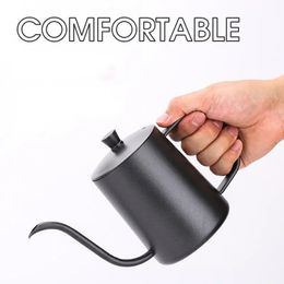 1pc 304 Stainless Steel Fine Mouthed Hand Flushing Pot 600ML With Lid Thickened Mini Long Mouthed Fine Mouthed Drip Coffee Pot-350ML