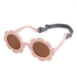 Sunglasses 0-36 Months Baby Polarizrd Round Flower With Belt Flexible Durable TPEE Frame Mirrored UV400 TAC Lens Infant Eyewear