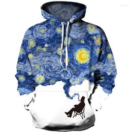 Men's Hoodies Men's Long-sleeved Hoodie Starry Sky 3D Print Men Women Children Outdoor Casual Loose Top Size S-6XL