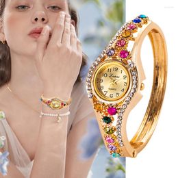 Wristwatches Women Watches Luxury Rhinestone Small Watch Dress Diamonds Bracelet Wristwatch Gift For Girlfriend Zegarek Damski