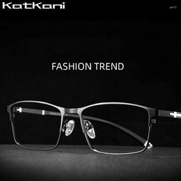 Sunglasses Frames KatKani Fashion Business Eyeglasses Square Metal Ultra Light Retro Optical Prescription Glasses Full Half Frame For Men