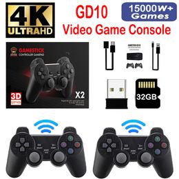 Portable Game Players Retro Game Console GD10 4K TV Game Stick Dual Handle Portable Home Game Console 128GB Built-in 40000 For PS1 PSP 60 fps Output 230715