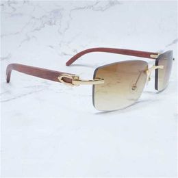 Vintage Rimless Wood Sunglass Men Luxury Eyewear Buffs Carter Eyeglasses For Driving Travelling Accessories ShadesKajia New