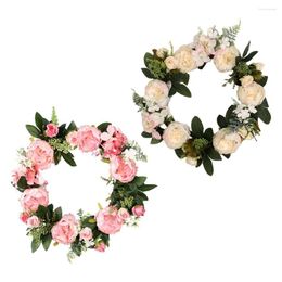 Decorative Flowers Artificial Flower Wreath Peony - 16inch Door Spring Summer Round