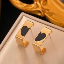 Hoop Earrings OIMG 316L Stainless Steel Gold Plated Bohemian Simple Heart Stud For Women Girl No Fade Waterproof Jewellery