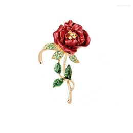 Brooches Utei Jewellery Corsage Selling Red Colour Enamel Flower Brooch Pin For Women Luxury Wedding Bouquet