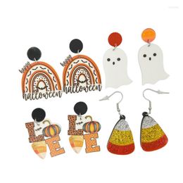 Stud Dangle Chandelier Earrings Creative Halloween Funny Cute Pumpkin Ghost Cartoon Acrylic Pendant For Women Fashion Fun Festival Eardrop Jewellery Gift2024