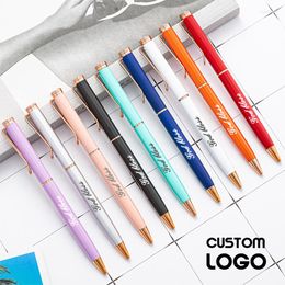 Little Fresh Candy Macaron Coloured Multicolor Metal Ballpoint Pens Customised Engraving Logo Student Teacher Gift Stationery