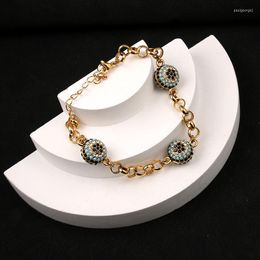 Charm Bracelets Dicai Women's Bracelet Full Rhinestone Set Arabic Lucky Charms Blue Eye Jewellery High Quality No Fade Italian