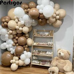 148pcs Caramel Coffee Balloon Arch Garland for Kids Baby Shower Teddy Bear Themed Neutral Wild One 1st Birthday Party Decoration Y2688