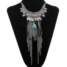 Pendant Necklaces Fashion Maxi Choker Collares Statement Necklace For Women Crystal Chain Tassel Long Bohemian Gypsy Ethnic Vintage