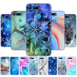 For Huawei Honour View 20 V20 Case TPU Soft Silicon Phone Cover Capa Marble Snow Flake Winter Christmas