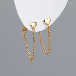Dangle Earrings WANTME 925 Sterling Silver Romantic Love Heart Link Chain Tassel For Women Fashion Simple Ear Line Jewellery Accessories
