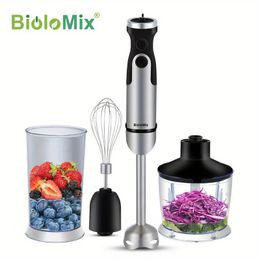 BioloMix 1000W 5-in-1 Immersion Hand Stick Blender Mixer Vegetable Meat Grinder 800ml Chopper Whisk 600ml Smoothie Cup