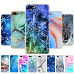 For Huawei Y5 2018 PRIME 5.45" Inch Case Soft Tpu Silicon Phone Cover For Huawei Lite Marble Snow Flake Winter Christmas
