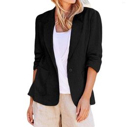 Women's Jackets Linen Suit Women Casual 3/4 Stretchy Ruched Sleeve Short Winter Coats Half Vest Full Zip Rain Jacket For