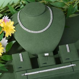 Necklace Earrings Set High Jewelry Luxury Princess 4PCS Bridal For Women Wedding Party Zircon Dubai Sets N-32