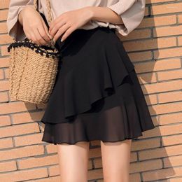 Skirts Womens Skirt Black Chiffon Ruffle Mesh Clothing Tulle For Women Harajuku Summer 2023 Premium Vintage Fashion Casual