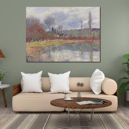 Canvas Wall Art The Spring at Vetheuil Claude Monet Painting Handmade Oil Artwork Modern Studio Decor