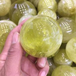 Decorative Figurines About 50mm Natural Citrine Quartz Crystal Gemstone Sphere Metaphysical Chakra Healing Stone For Home Decor Fengshui