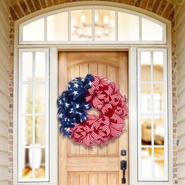 Decorative Flowers Independence Day Patriotic Garlands Red White Blue Ribbon American National Garland Holiday Window Props For Outdoor