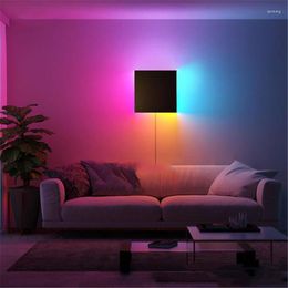 Wall Lamp RGB Lights Square Indoor Modern Decorative Living Room Sofa Bedroom Bedside LED Colourful With Remote Control