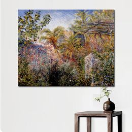 Handmade Claude Monet Oil Painting The Valley of Sasso Bordighera Modern Canvas Art Modern Landscape Living Room Decor