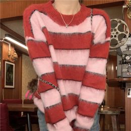 Women's Sweaters OL Women Jumpers Stripes Spring Chic Loose Fashion Gentle Sweet 2023 Knitted All Match Pullovers Slim Warm