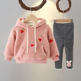 Clothing Sets Autumn Winter Girls Clothes Kids Outerwear Suit Warm Sweater Fleece Hoodies Pullover Sweatshirt Pants 2Pcs Set Children