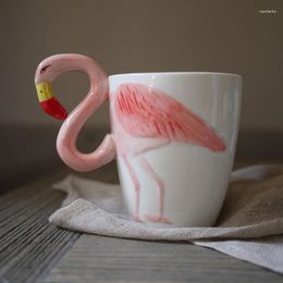Mugs Nordic Ceramic Flamingo Mug Special Design Handle Water Cup Coffee Creative Milk Couple Home Decoration