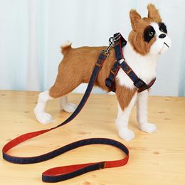 Dog Collars Adjustable Denim Leash Harness For Small/Medium Dogs No Pull Service Vest